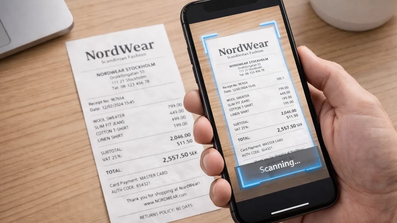 Receipt scanning flow