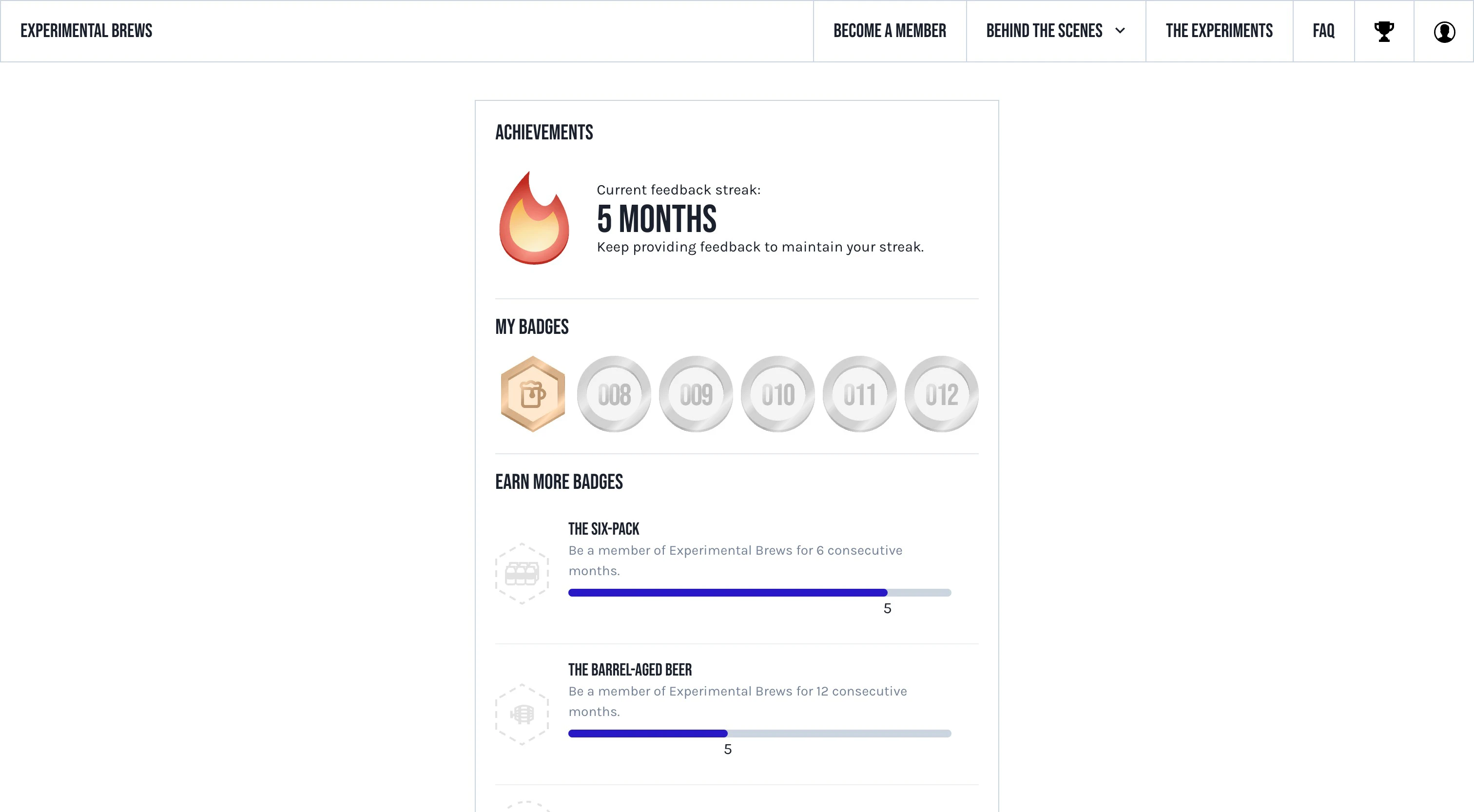 Experimental Brews subscription flow screenshot