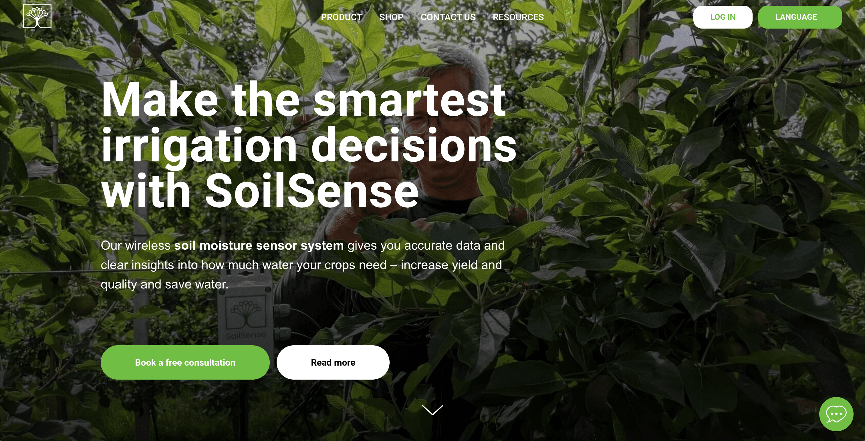 SoilSense – Landing page