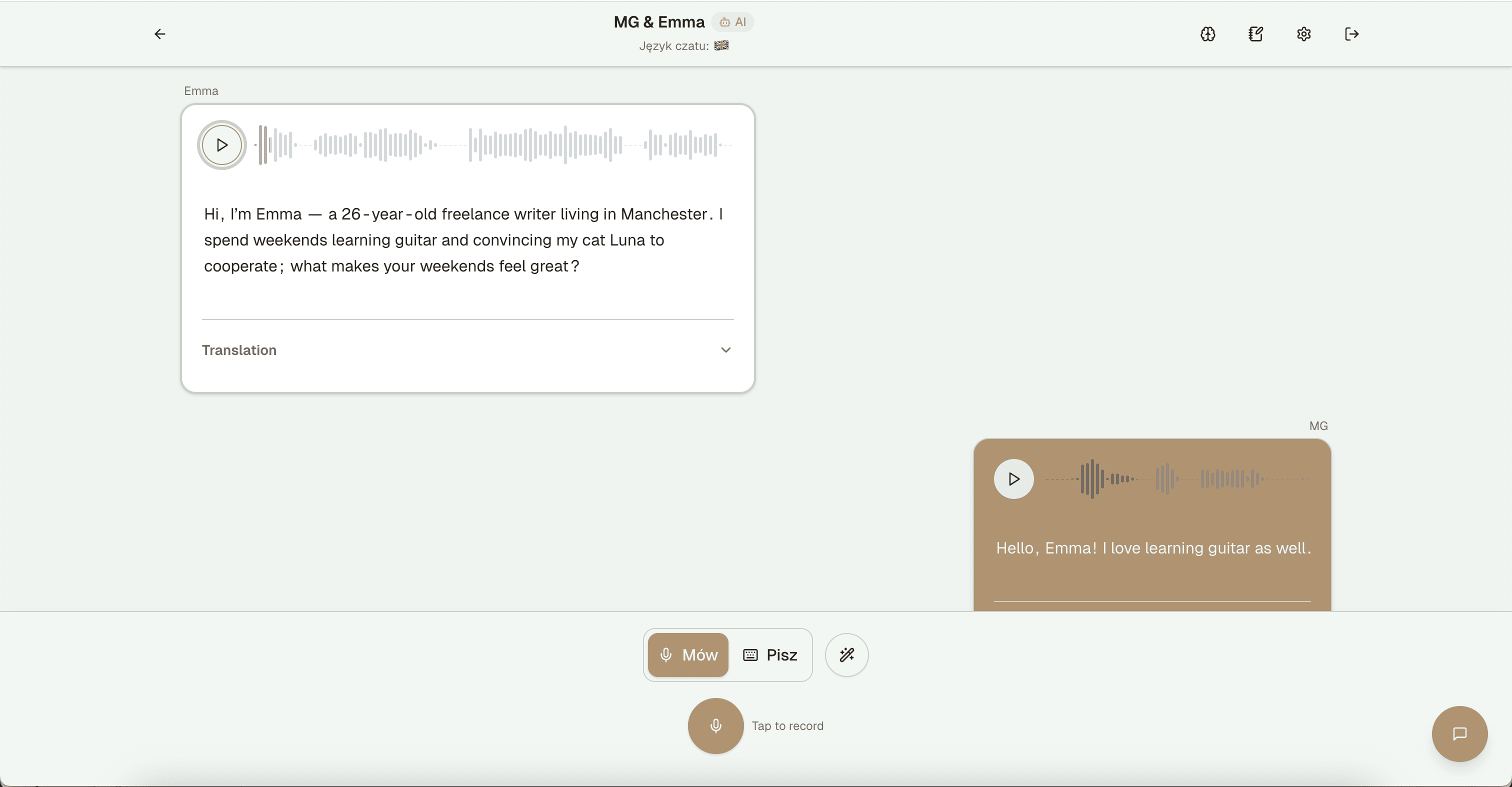 Talkling conversation demo